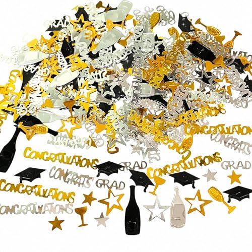 Graduation Deko Konfetti, Gold Schwarz Abschluss Deko Konfetti, Doktorhut Graduation Dekoration Confetti, Abschlussfeier Confetti, Abschlussfeierdeko, Abschluss Hut Streudeko