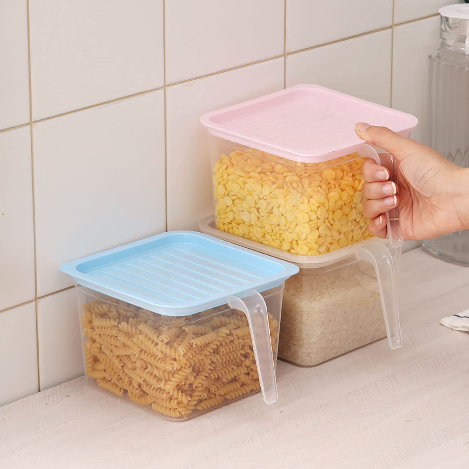 Scatola portaoggetti per frigorifero da 8 pezzi, scatola per la conservazione della freschezza sigillata per frutta e verdura con manico Scatola per la conservazione degli alimenti Scatola per uova