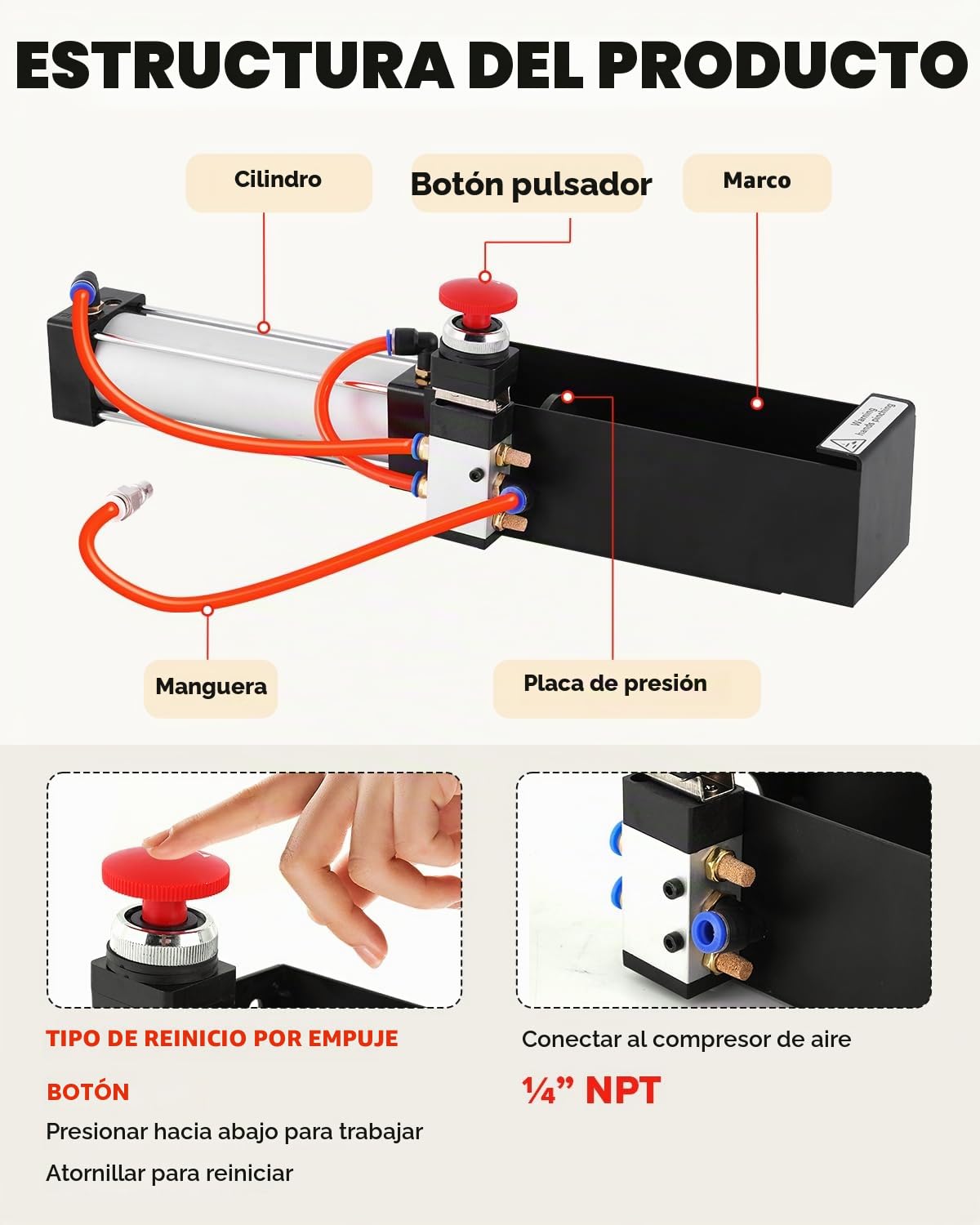 YUCHENGTECH Trituradora de Latas Neumática 12oz~16oz | Rompelatas de Aluminio Montado en la pared Rompelatas de Cilindro Neumático Resistente