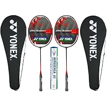 2X Yonex Arcsaber 11 Play Pre Strung Baminton Racquet, Grayish Pearl Bundled with Yonex Aerosena 40 Feather Shuttlecock