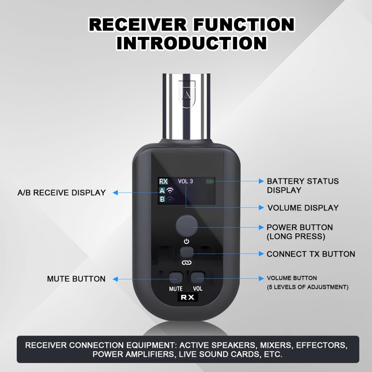 Sistema Microfono Wireless Xlr Trasmettitore e Ricevitore, Compatibilità Versatile, Supporta Fino a 20 Frequenze, Materiale Abs, per Apparecchiature di Registrazione Audio