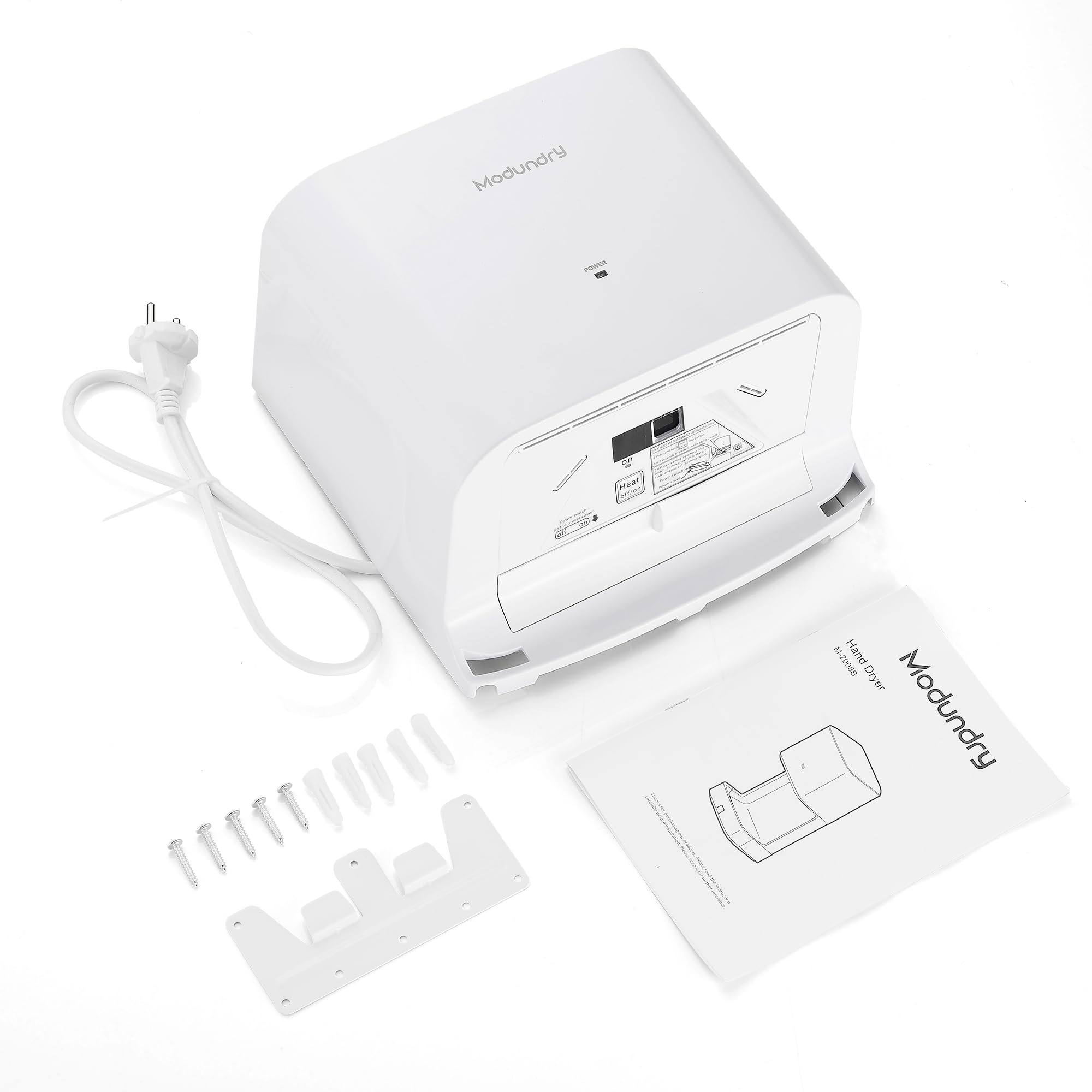Electrónico Secador de Manos Automático de Alta Velocidad, Compacto Secador de Manos Montado en la Pared Comercial y Hogar, ABS 1200W, Blanco