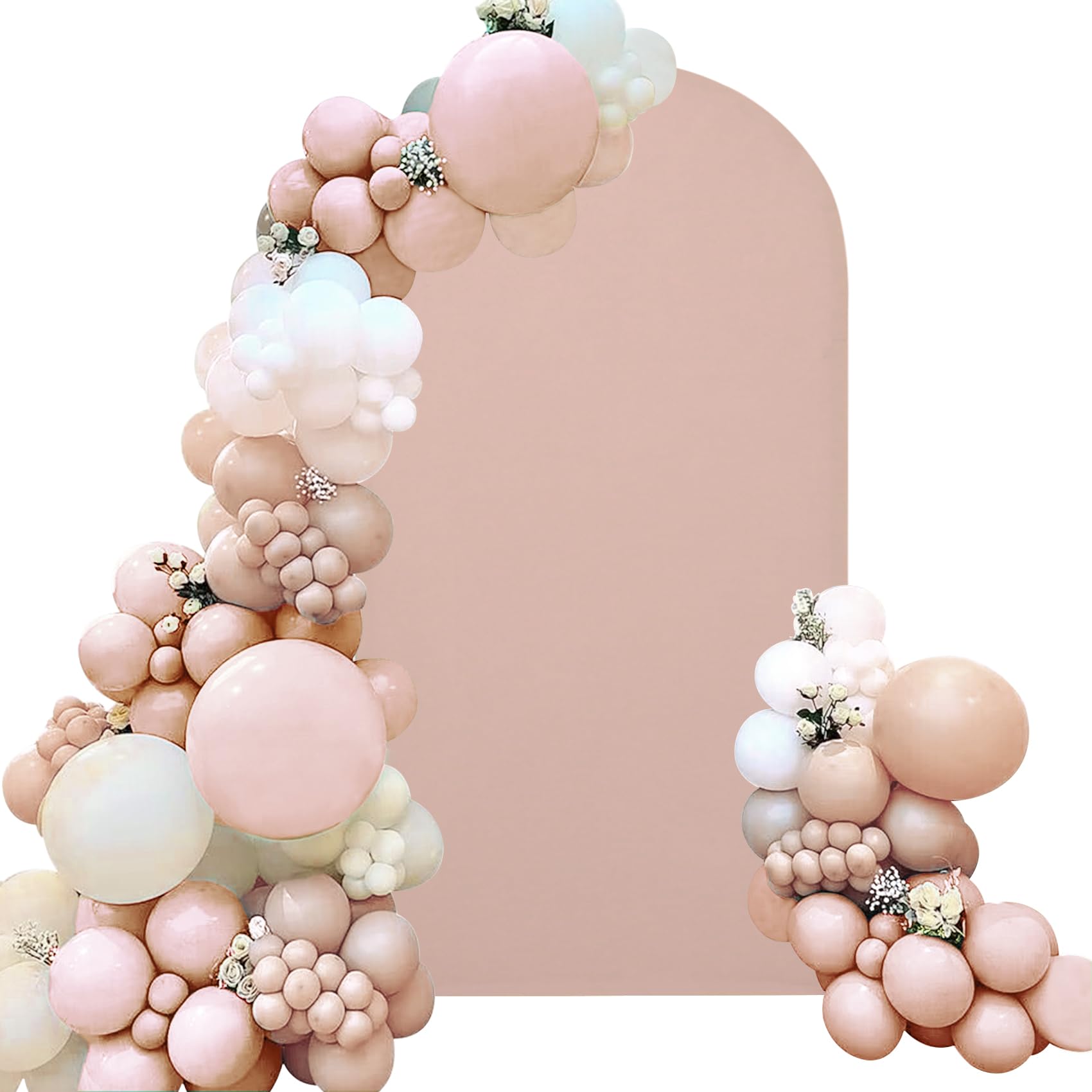 Spandex Fitted Wedding Arch Cover 6FT Cameo Brown Arch Backdrop Cover, Round Top Chiara Backdrop Stand Covers for Wedding Birthday Party Baby Shower