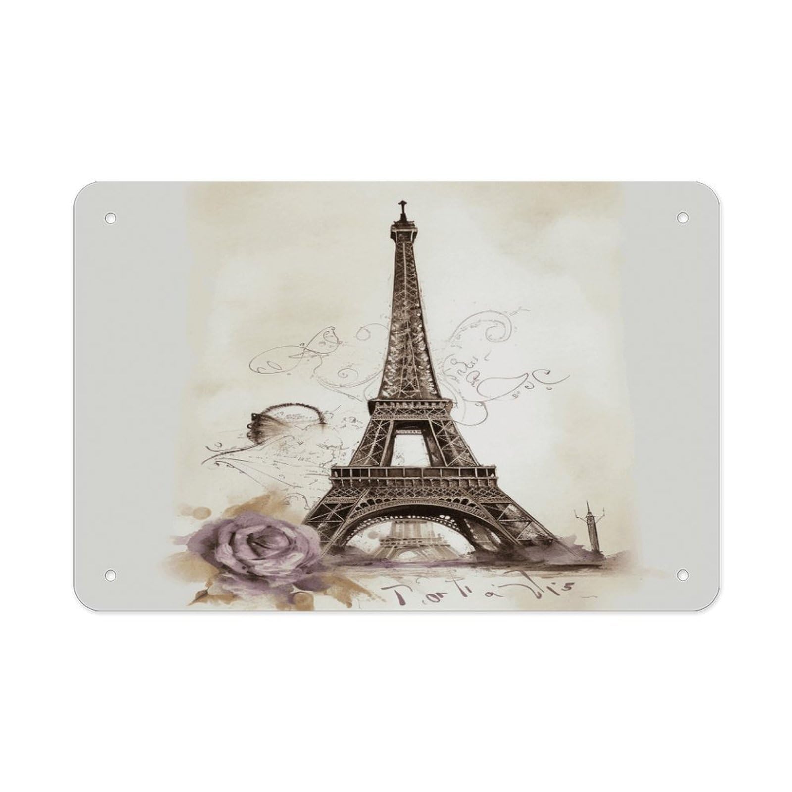 Fodpand Style Eiffel Tower Wall Art Metal Signs Tin Sign