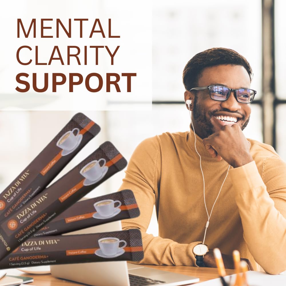 Youngevity Tazza Di Vita Cafe Ganoderma Coffee 30 stick pack (Pack of 3)