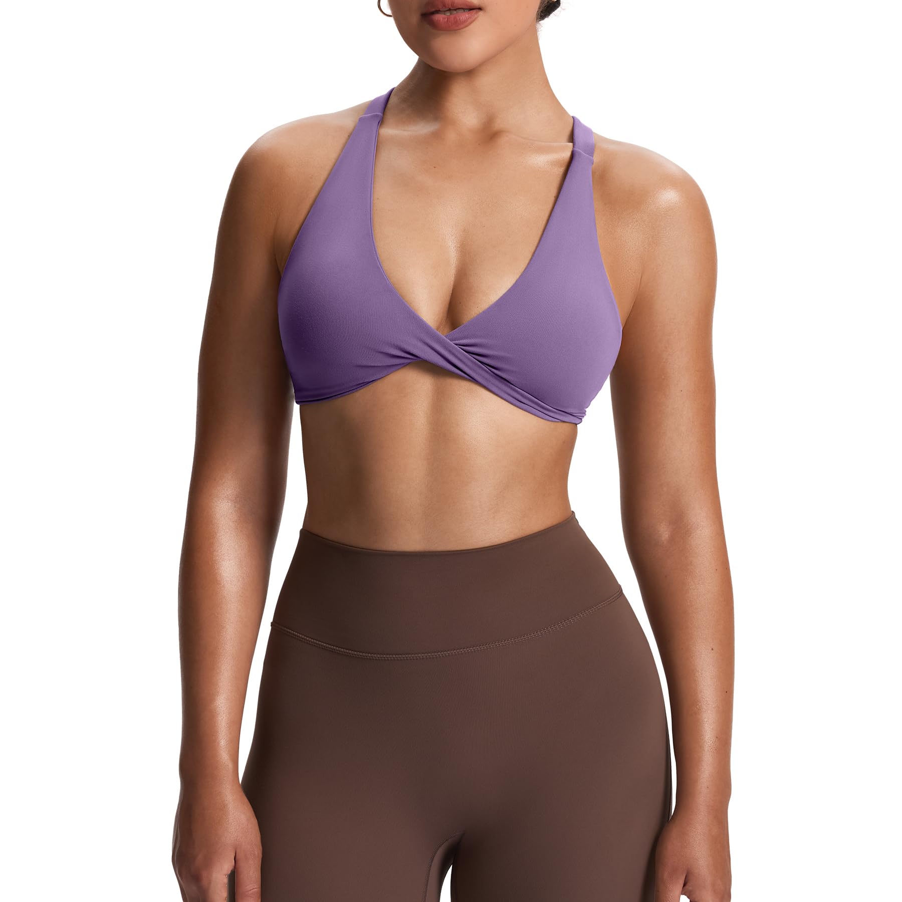 Aoxjox Women's Workout Sports Bras Fitness Satara Low Impact Bra Yoga Crop Tank (Chive Blossom, Small)