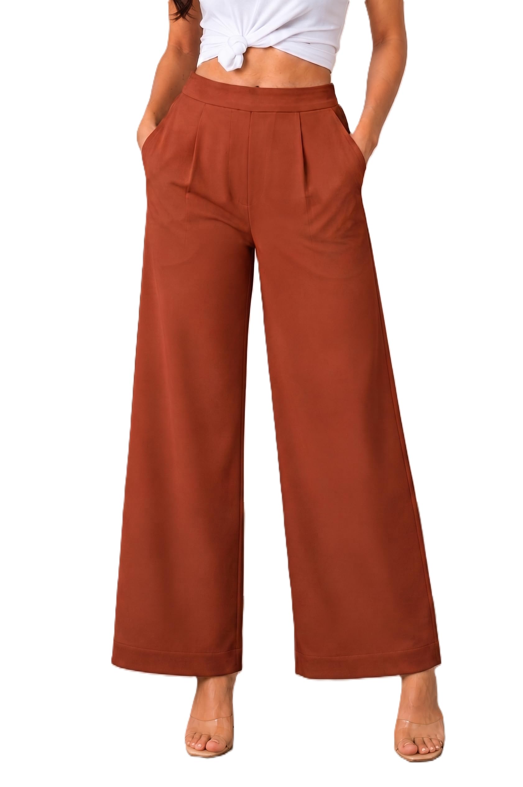 Korean Loose Fit Straight Pants for Women Linen Cotton High-Waist Parallel Trousers Stylish Western Palazzo Leg Women Trouser Casual Office Travel Wear-image-46