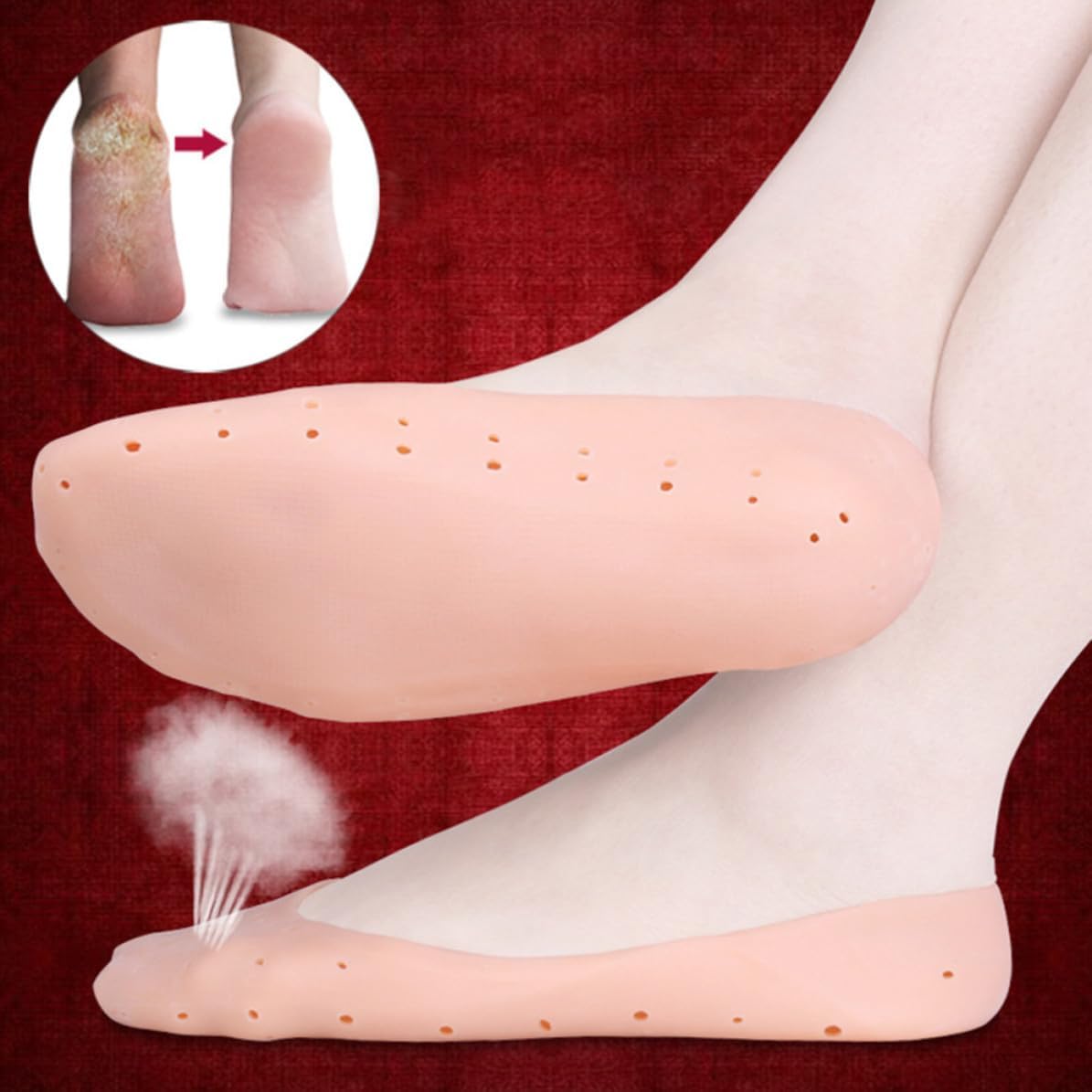Beige Silicone Sock Forefoot Pad S Size for Men and Women