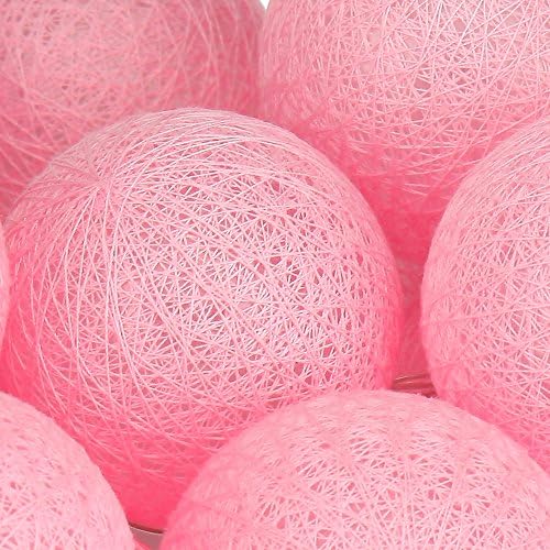 ELINKUME String Light LED, 20LEDs Beautiful Pink Cotton Ball, Warm White Lighting 3.3M Fairy Lights, Battery Powered Ideal Decoration for Party/Wedding/Holiday