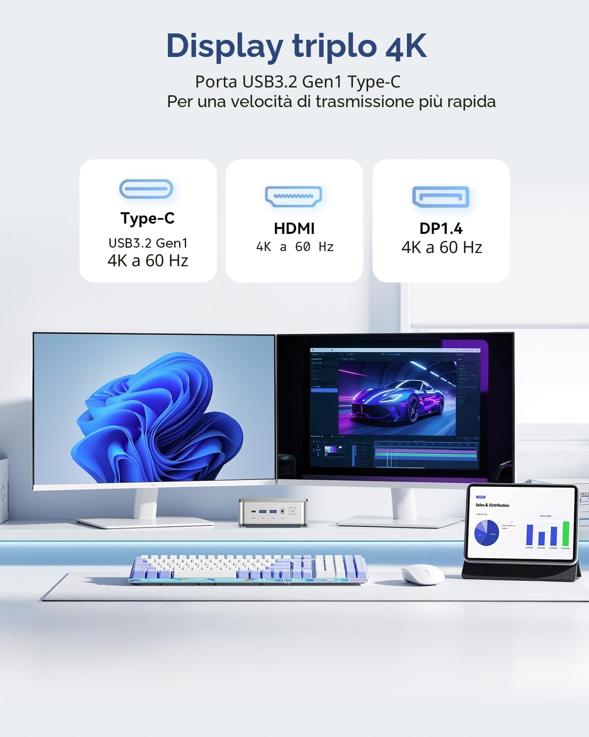 NiPoGi Pinova P2 Mini PC AMD Ryzen 3300U W-11 Pro(4C/4T,fino a 3,5GHz),16GB DDR4 512GB SSD Mini Computer,4K@60Hz Triple Display HDMI+Type-C+DP,Wi-Fi 5/BT 4.2/LAN,Micro PC per Ufficio/Casa