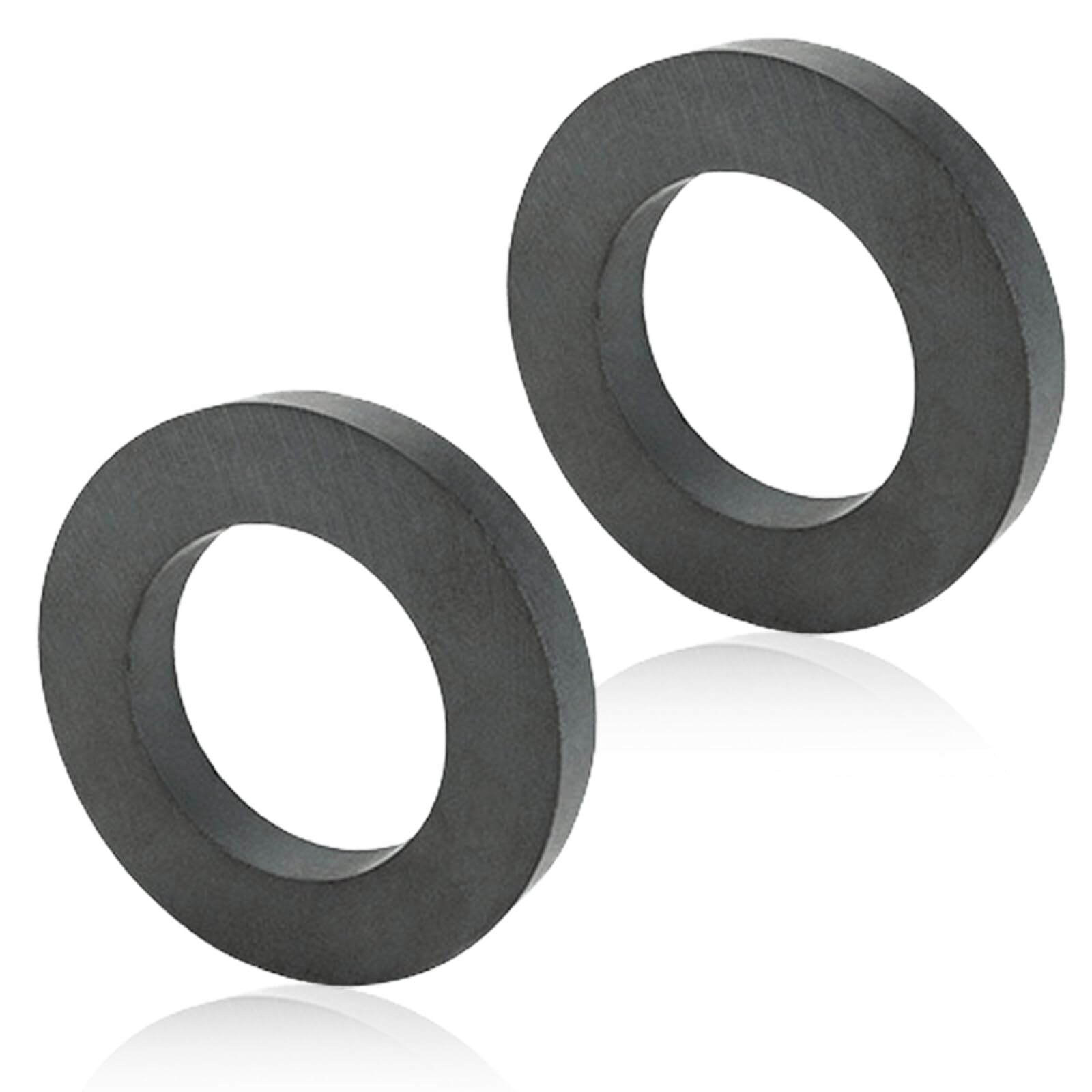 Aicharynic Lot de 2 anneaux magnétiques, Ø 70 mm x 32 mm x 15 mm en ferrite avec trou, anneau magnétique résistant avec anneau perforé, pour industrie, bricolage, projets scientifiques