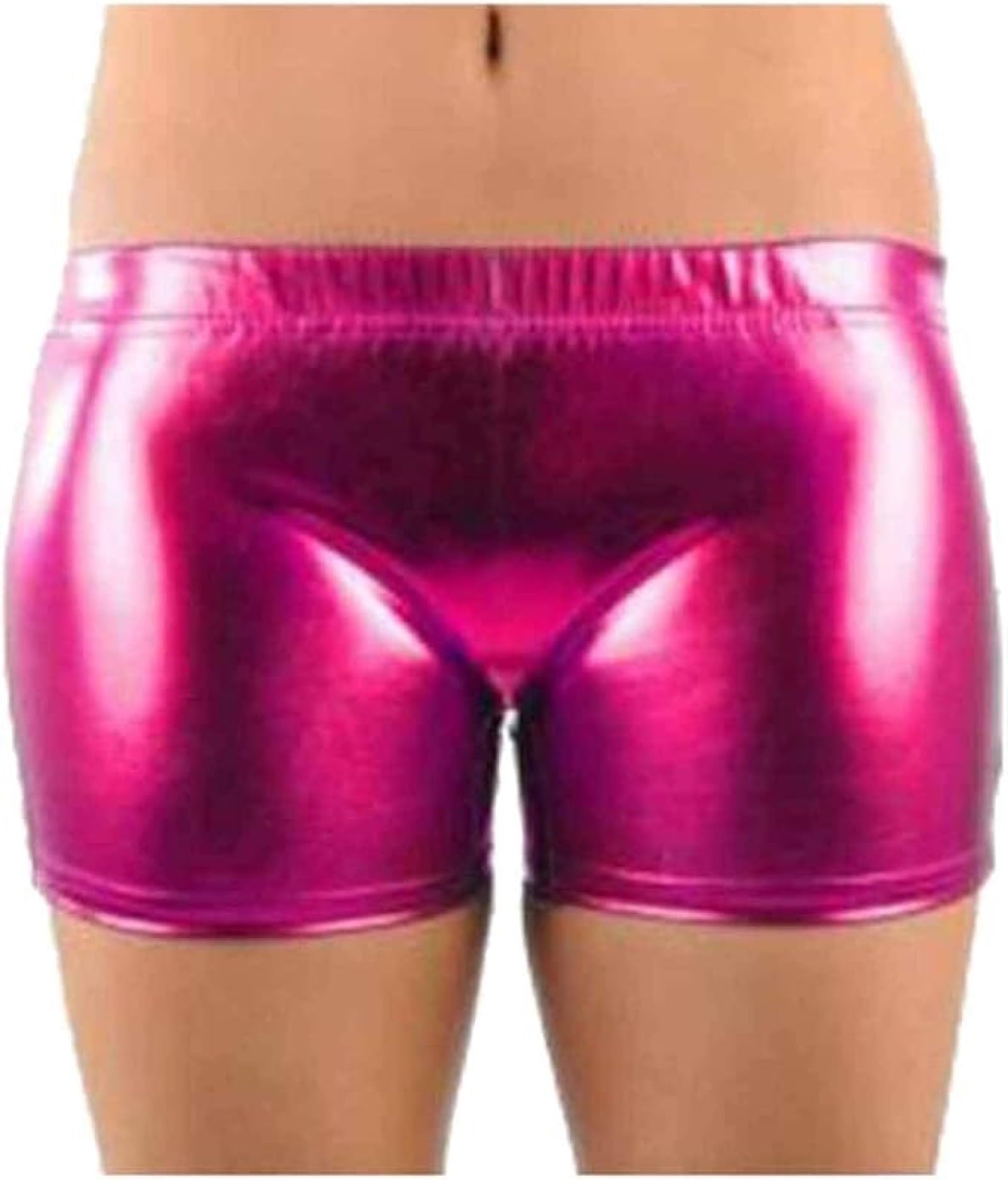 Women's Cerise ’S Metallic Hot Shorts – Shiny Disco Rave Party Pants, Stretchy Booty Bottoms For Clubwear, Dance, Festival & Night Out Sizes S-Xl (As8, Regular, S/M)