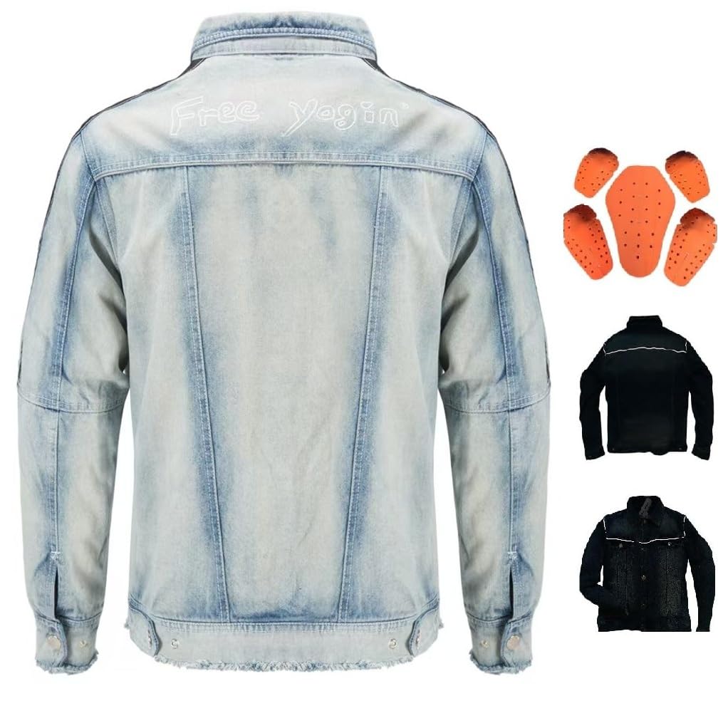 Hombre Moto Chaqueta Vaquero para Motocicletas Impermeable y Duradero en Todas las Estaciones con 5x CE Protector