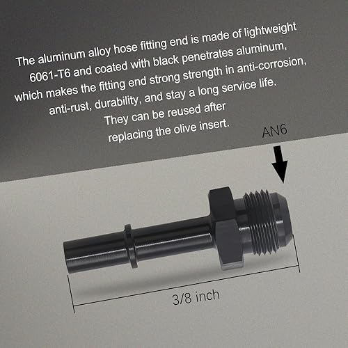 Miniatura 2 de Adaptador de montaje EFI macho de desconexión rápida, conector de manguera de 6AN a 38, accesorios de sistema de combustible de repuesto automotriz,