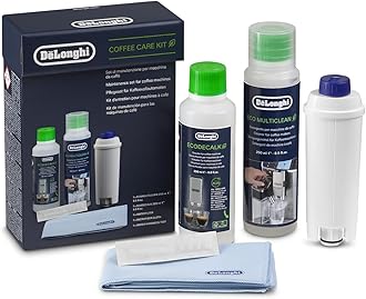 De'Longhi Coffee Care Kit DLSC306, Maintenance Set for Coffee Makers with Water Filter, EcoDecalk Descaler, Eco MultiClean, Microfibre Cloth, Water Hardness Test, Coffee Machine Maintenance Accessory