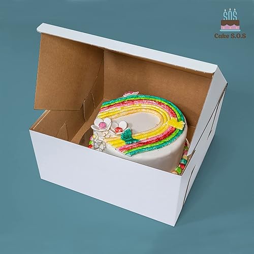 Miniatura 7 de Caja para pasteles de Kraft de 10 x 10 x 5 pulgadas color blanco y marrón 50 unidades