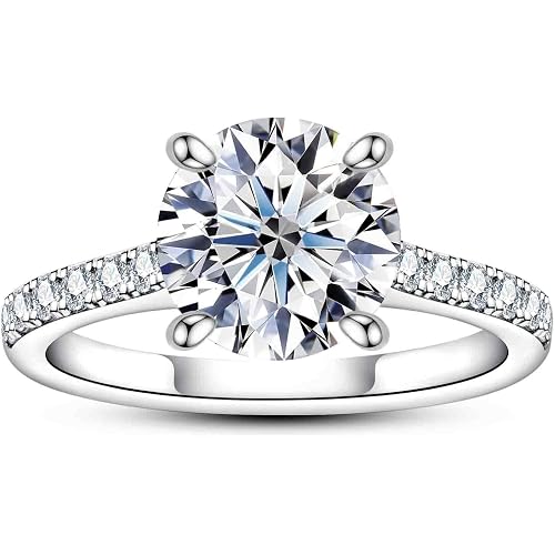 3CT-6CT Cubic Zirconia Round Cut/Oval Cut/Cushion Cut Engagement Rings 5A Grade Simulated Diamond CZ Wedding Promise Anniversary Rings for Women