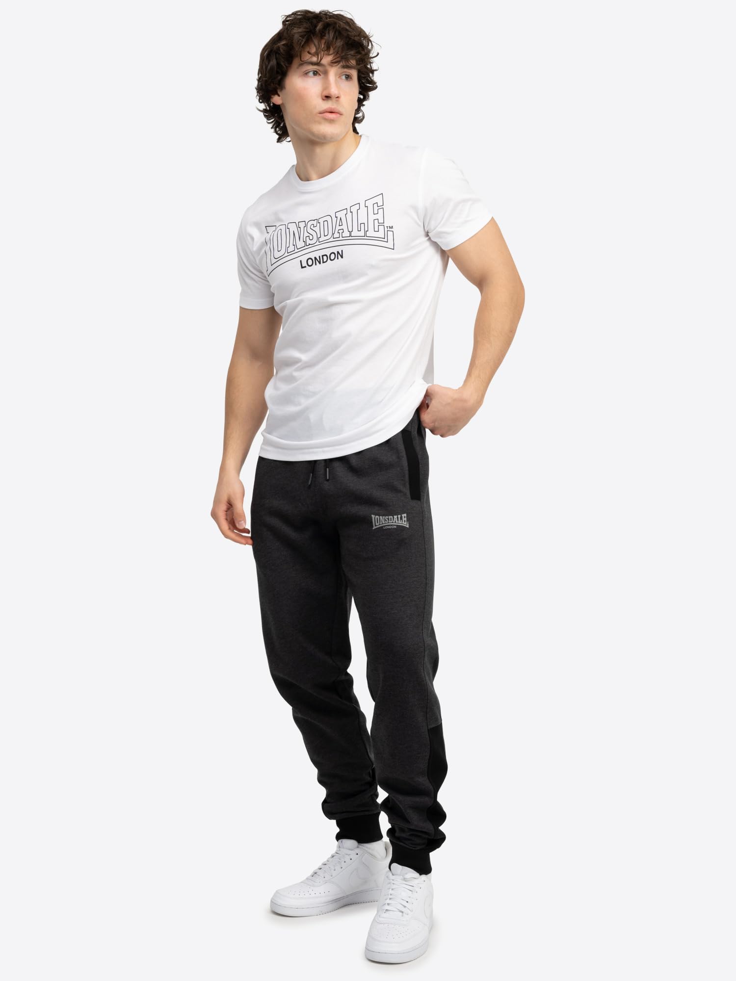 Lonsdale London Heckfield Hombre Pantalones de deporte Antracita Suelto
