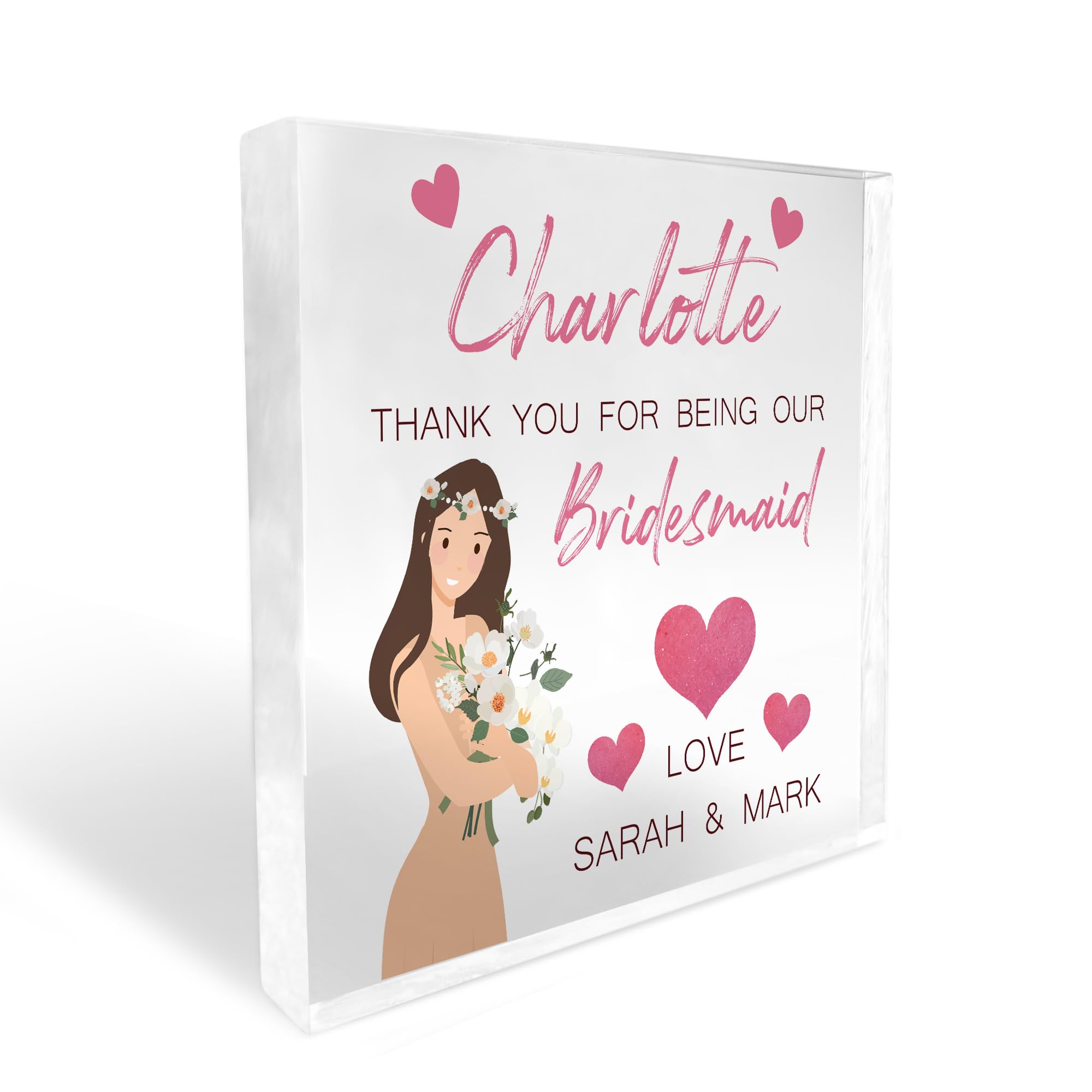 Red Ocean Thank You For Being Our Bridesmaid Gift Personalised Acrylic Block Bridesmaid Gifts For Her Friend Sister Keepsake