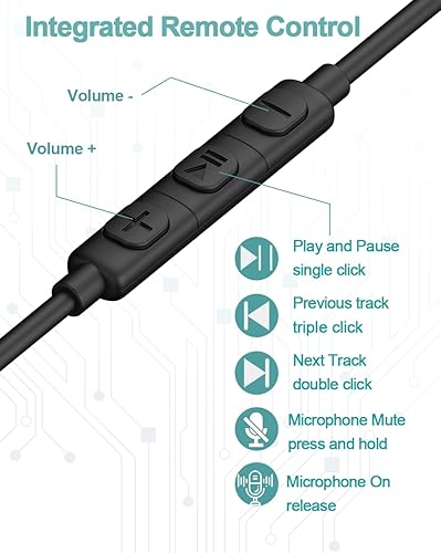 Miniatura 6 de DUKABEL Auriculares USB con cable, auriculares USB con micrófono para PCPS4PS5, auriculares estéreo intrauditivos de 6 pies con control de volumen