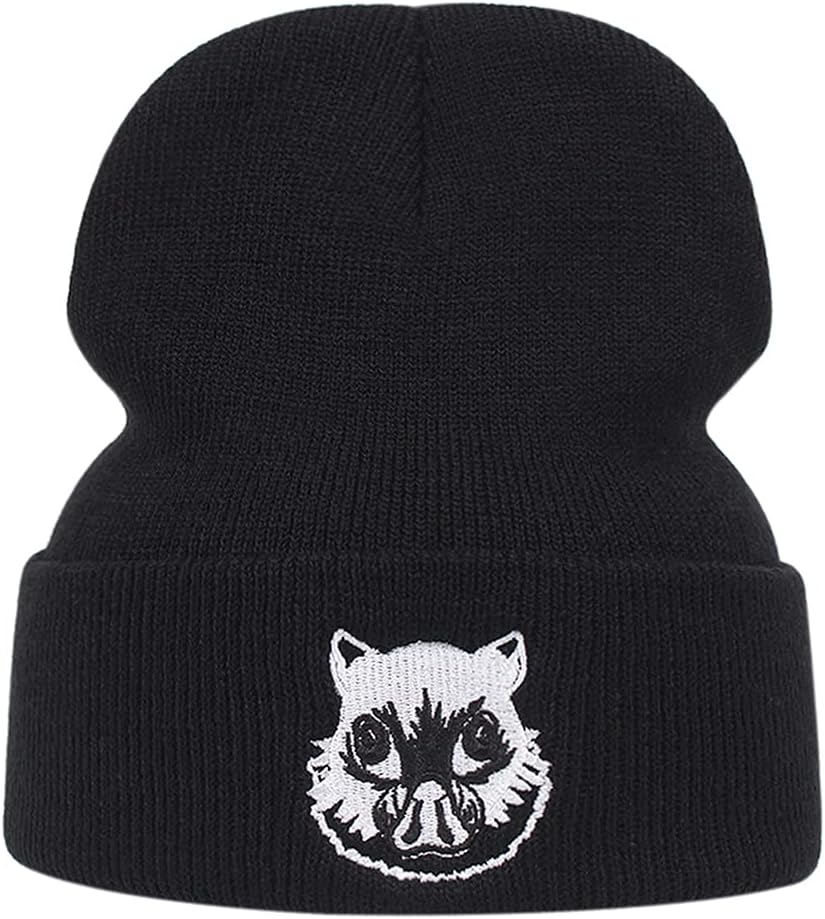 BOTUCAKamado Tanjirou Knit Hat Demon Slayer Embroidery Cartoons Hashibira Inosuke Warm Outdoor Ski Knitted Skullies Beanie Unisex