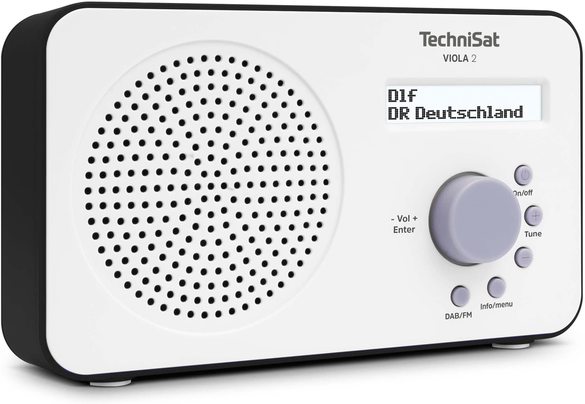 Viola 2 Digital Radio (Small, Portable Charger) with Speakers, FM, DAB +, Zweizeiligem LCD Display and Button Control white/black