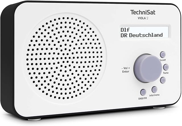 TechniSat VIOLA 2 - przenośne radio DAB (DAB+, FM, głośnik, gniazdo słuchawkowe, wyświetlacz dwuliniowy, sterowanie przyciskami, małe, 1 Watt RMS) czarne