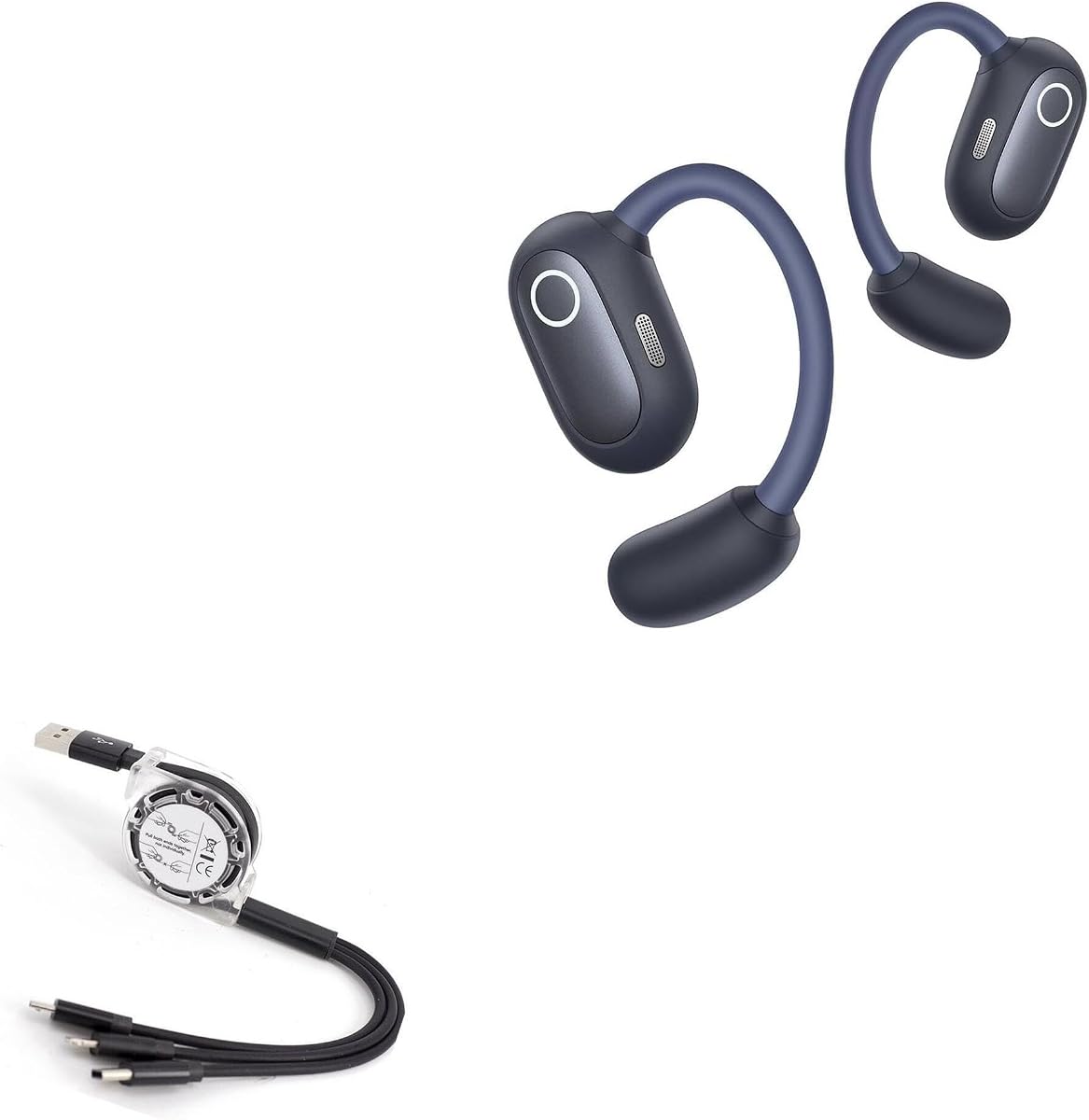 BoxWave Cable Compatible with Baseus Eli Sport 1 - AllCharge miniSync, Retractable, Portable USB Cable - Jet Black