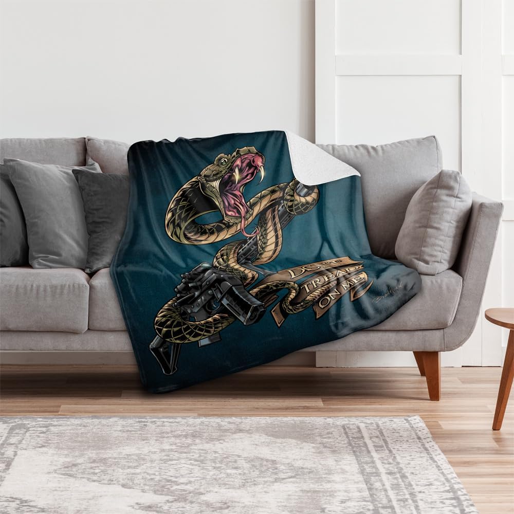 JQ Licensing - Brian Allen Blanket, 50"x60" Don't Tread on Me Silky Touch Sherpa Back Super Soft Throw Blanket