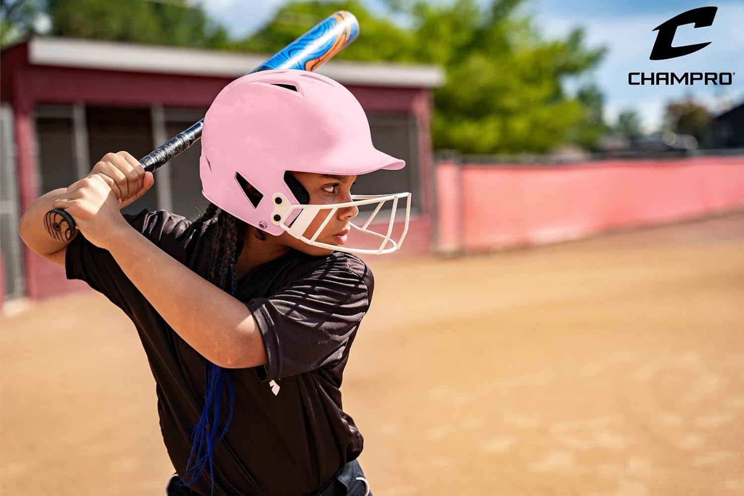 Champro Rise Pro Girls Softball Batting Helmet with Face Guard - Girls Softball Helmets - Bio Fresh/DRI-Gear Moisture Wicking Pad Liner - Pink, Senior