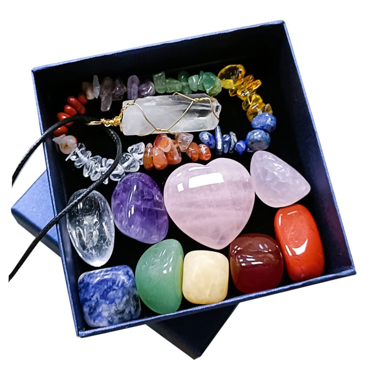Set de Colgante de Cristal de 7 Chakras Caja, 1 Juego