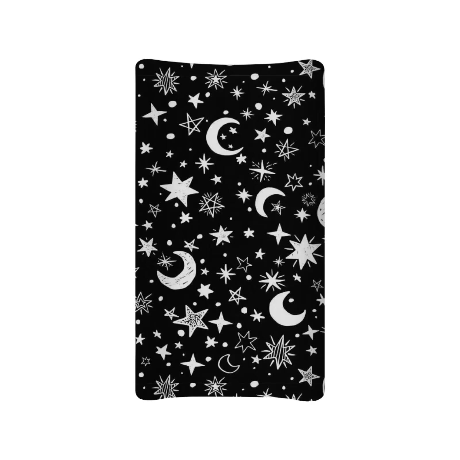 Diaper Changing Pad Cover Moon and Star Black Changing Pad Cover Girls Boys Cradle Mattress Sheets Breathable Cozy Diaper Change Table Pad Covers for Baby Nursery