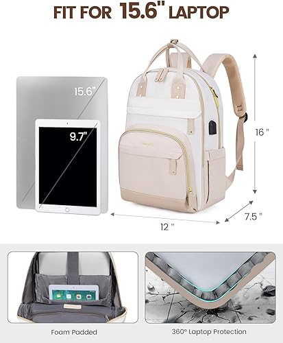 Miniatura 4 de LOVEVOOK Mochila para computadora portátil para mujer, mochilas de viaje, bolsa antirrobo, bolsa de mochila, bolsas de computadora con USB,