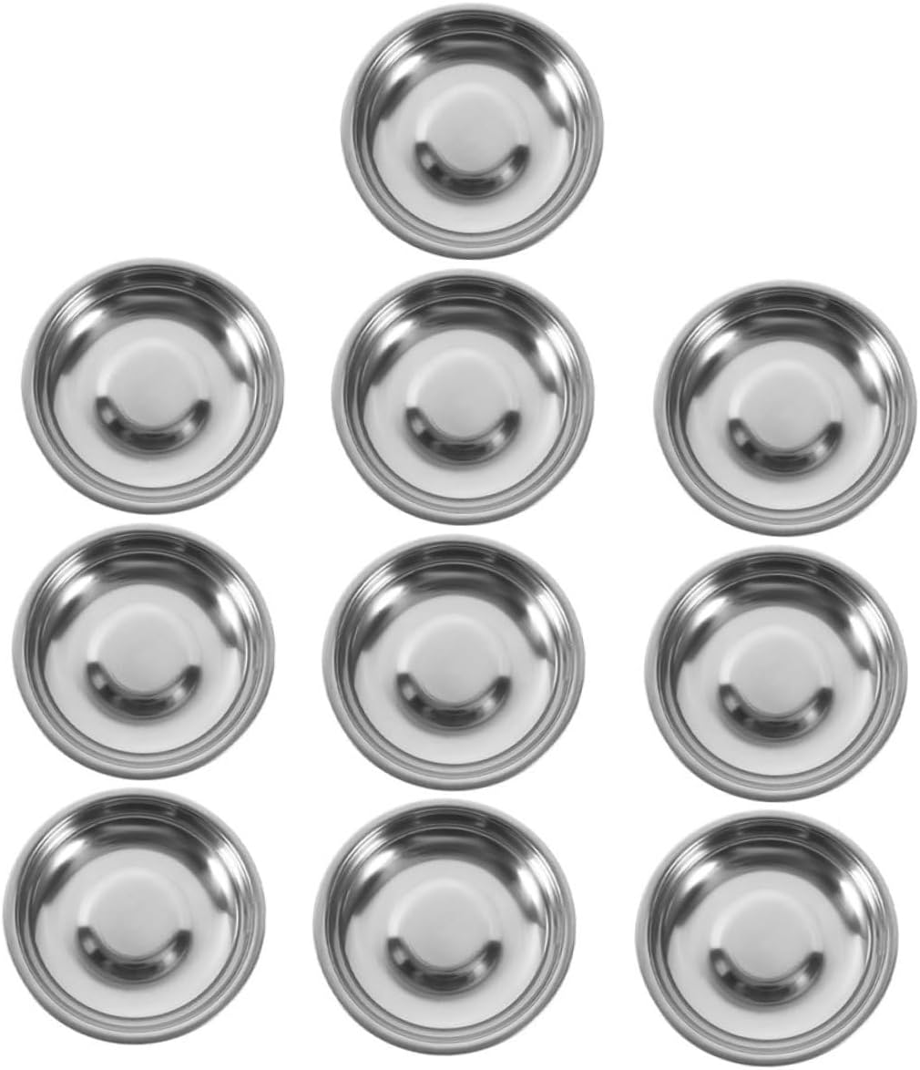 Luxshiny 10pcs Stainless Steel round Dipping Sauce Dish Set for Dining