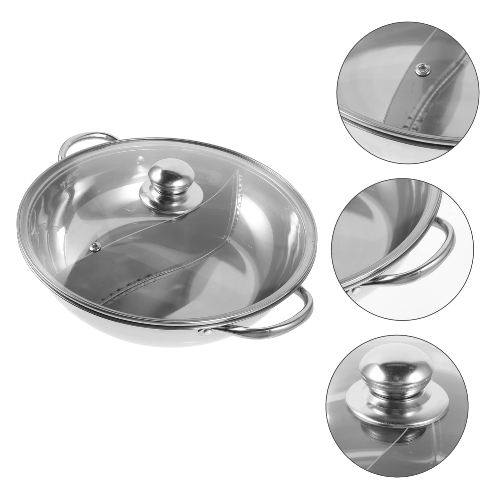 Edelstahl Doppeltopf mit Trennfach, Dickwandig, Silber