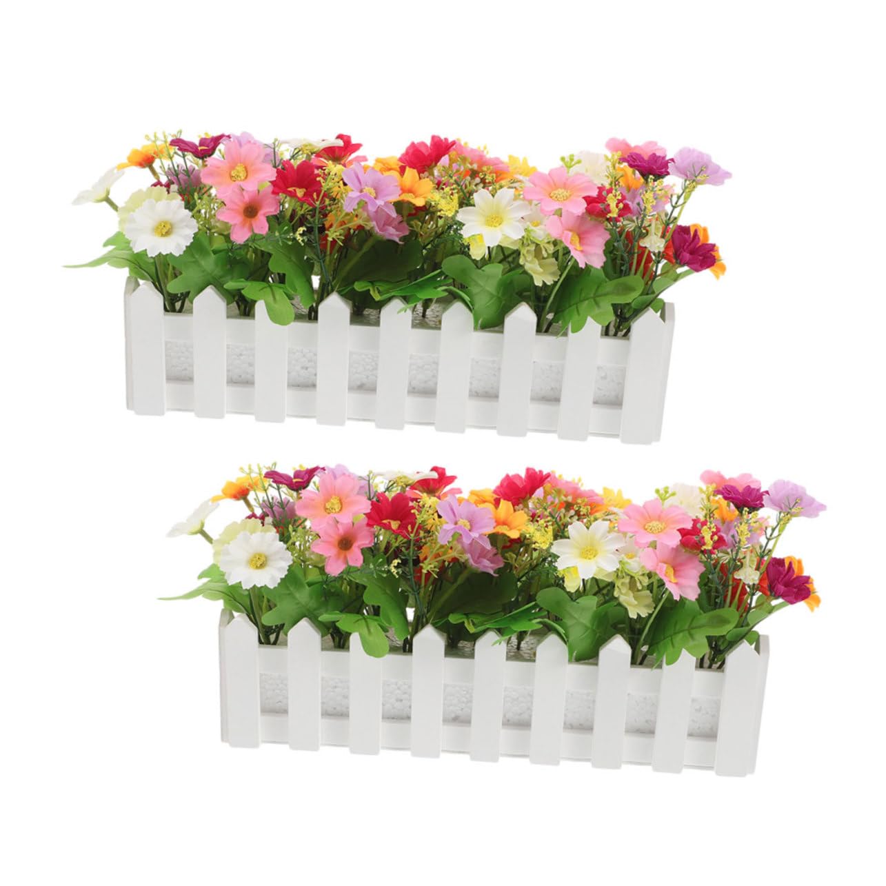 Fleurs artificielles de camomille décoratives lot de 2 pots clôture pour intérieur extérieur