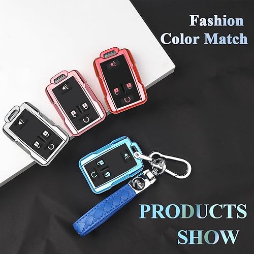 Miniatura 7 de Funda para llavero Chevy con llavero, funda protectora de 4 botones, A-azul