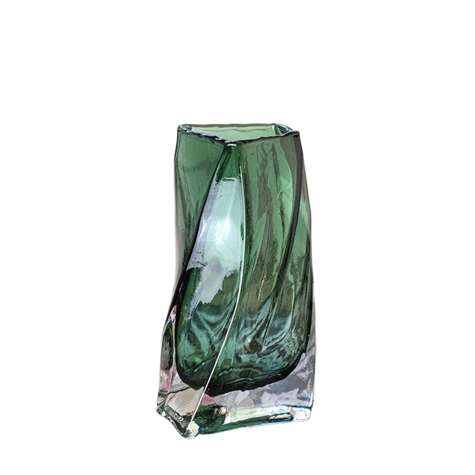 Geometric Vase Creative Geometric Glass Vase Living Room Water Planting Flower Arrangement, Table Decoration Ornaments(Small green)