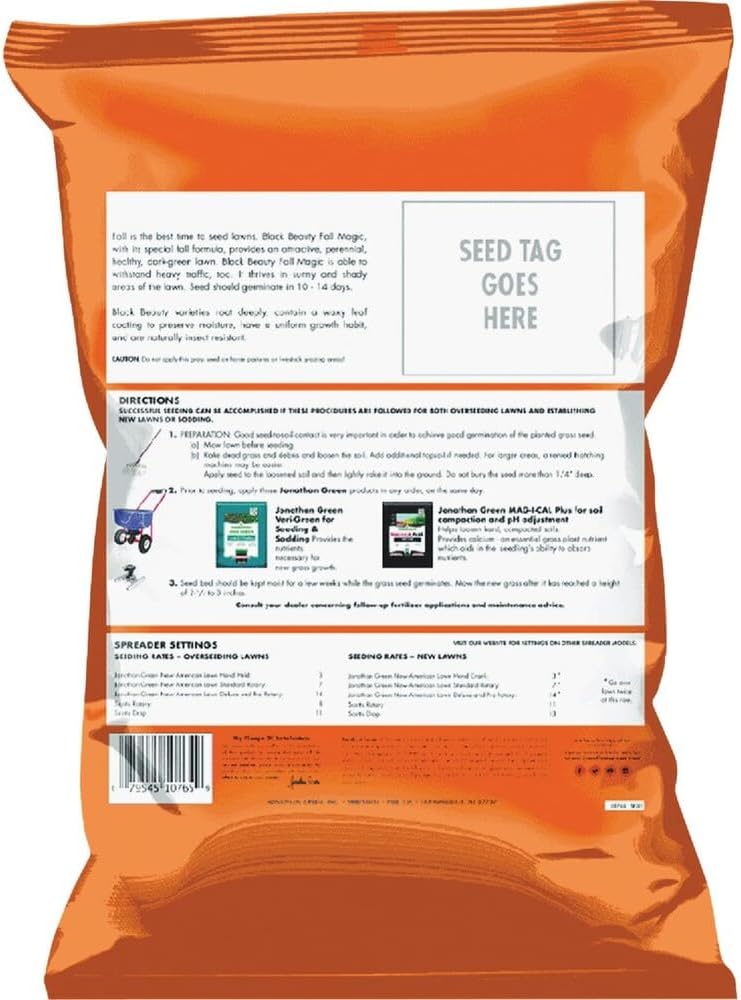 Jonathan Green (10770) Black Beauty Fall Magic Grass Seed - Cool Season Lawn Seed (25 lb)