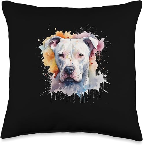 Córdoba dog watercolor gift for dog women Colorful Dogo Argentino - Almohada de acuarela, 16 x 16, multicolor