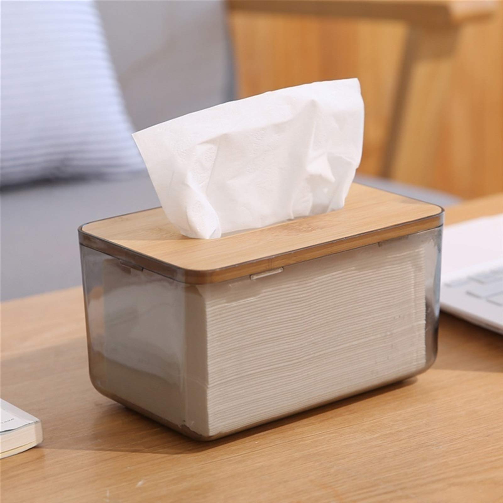 tissues, Case Desktop Household Tissue Holder Paper Box for Kitchen Bathroom(L)