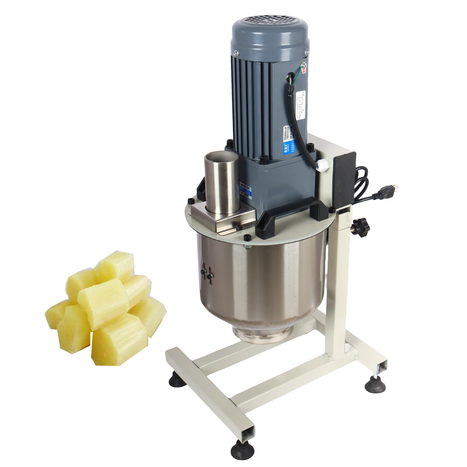 LGXEnzhuo 110V Electric Sugarcane Cutting Machine, 1.2-2 inches Automatic Sugar Cane Dividing Machine, with 2 inch Inlet, Cutting Length Adjustable, 400W Motor