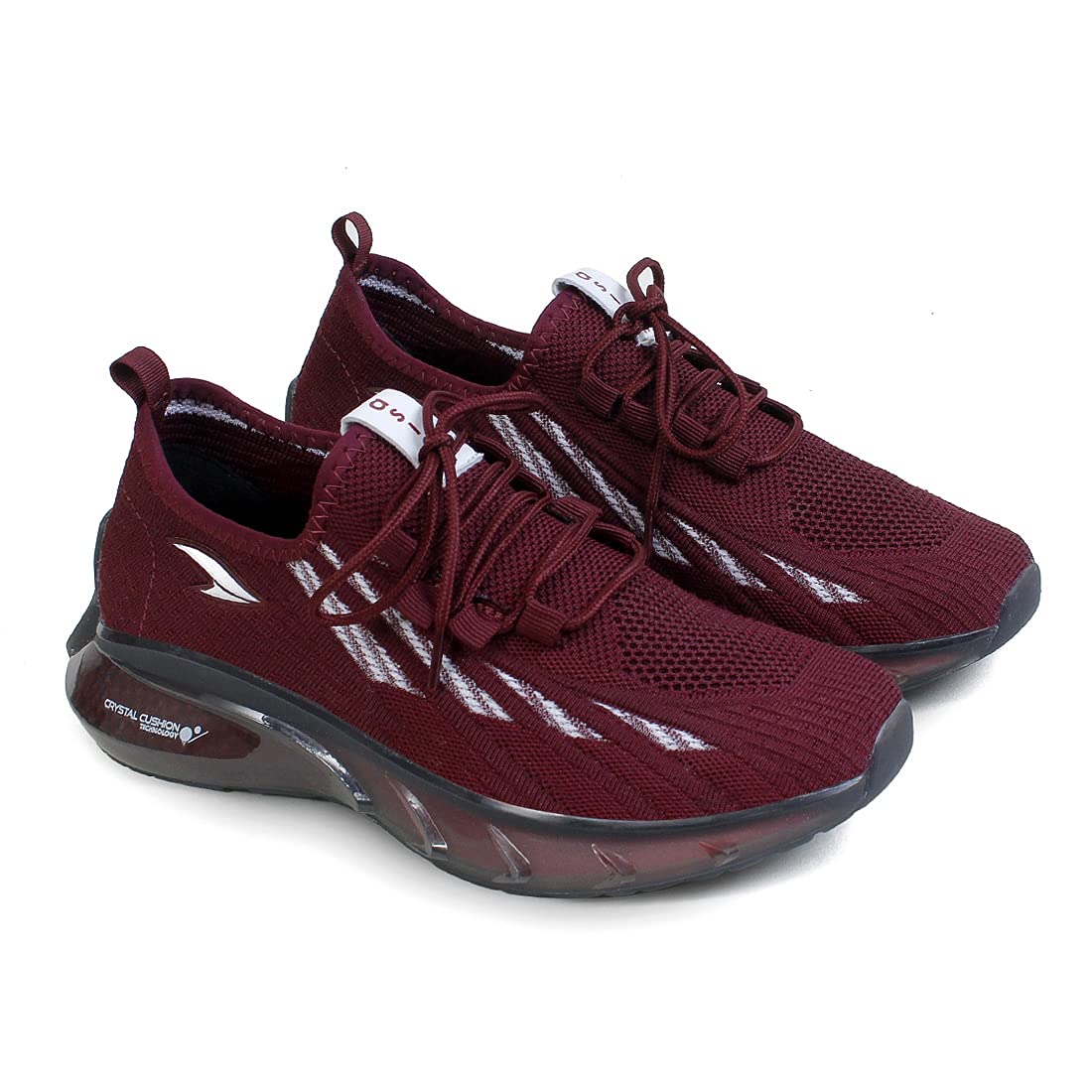 ASIANCrystal-02 Maroon Running Shoes for Men I Sport Shoes for Boys with Transparent Sole Technology | Crystal Look Cushion eva Midsole for Extra Jump I Memory Foam Insole Running Shoes for Men UK-7