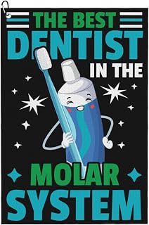 The Best Dentist in The Molar System Golf Towel 16 x 24 Inch Golf Towels for Golf Bags Polyester Golf Towel with Carabiner Clip Men and Women Golf Accessories