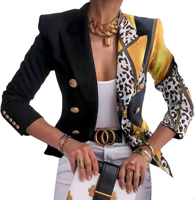 Tomwell Blazer Donna Casual Stampa Cappotto Solido Aperto Giacca Slim  Elegante Top Manica Lunga Business Blazer Corto Giacca Cardigan :  Amazon.it: Abbigliamento