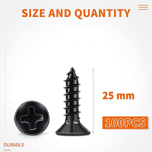 Miniatura 2 de TPOHH 100 tornillos Phillips de cabeza plana con revestimiento de óxido negro #8 x 58 pulgadas, acero inoxidable 18-8 (A2) totalmente roscados, 8