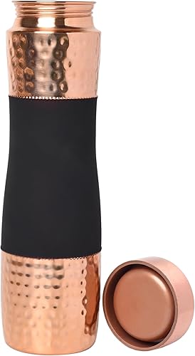 Miniatura 14 de Botella de agua de cobre puro de boca ancha, capacidad de 33.8 fl oz (33.81 onzas líquidas) para beneficios de salud ayurveda (liso) Liso,Cereza