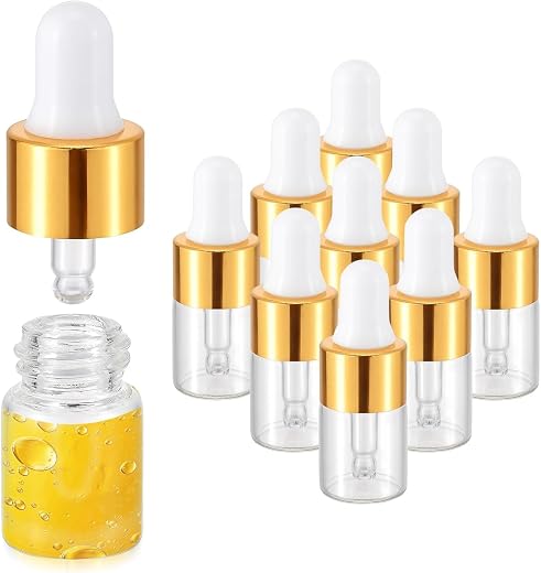 Hunky Dory 2ml Mini Transparent Glass Dropper Bottles Small Sample Vials for Traveling Essential, Oils,Cosmetic, Liquid, P...