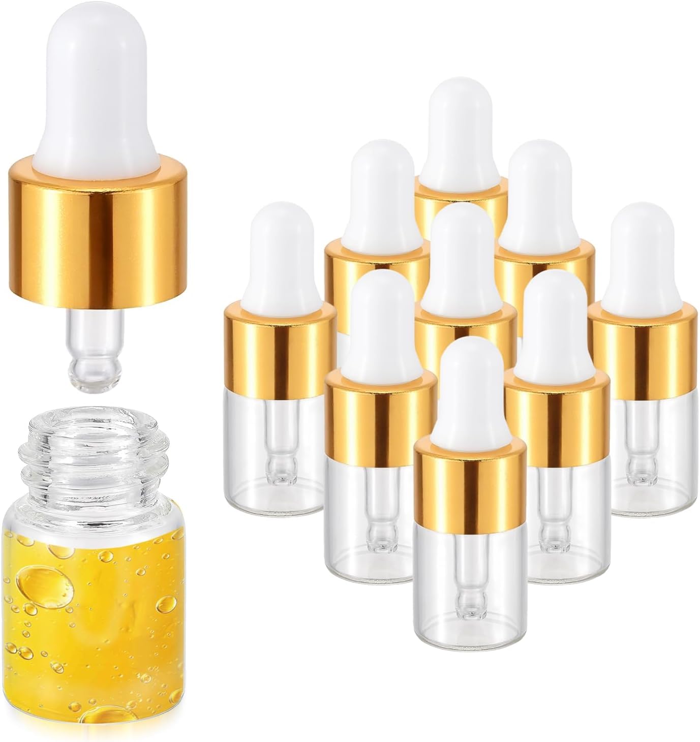 Hunky Dory 2ml Mini Transparent Glass Dropper Bottles Small Sample Vials for Traveling Essential, Oils,Cosmetic, Liquid, Perfume (Pack of 12)