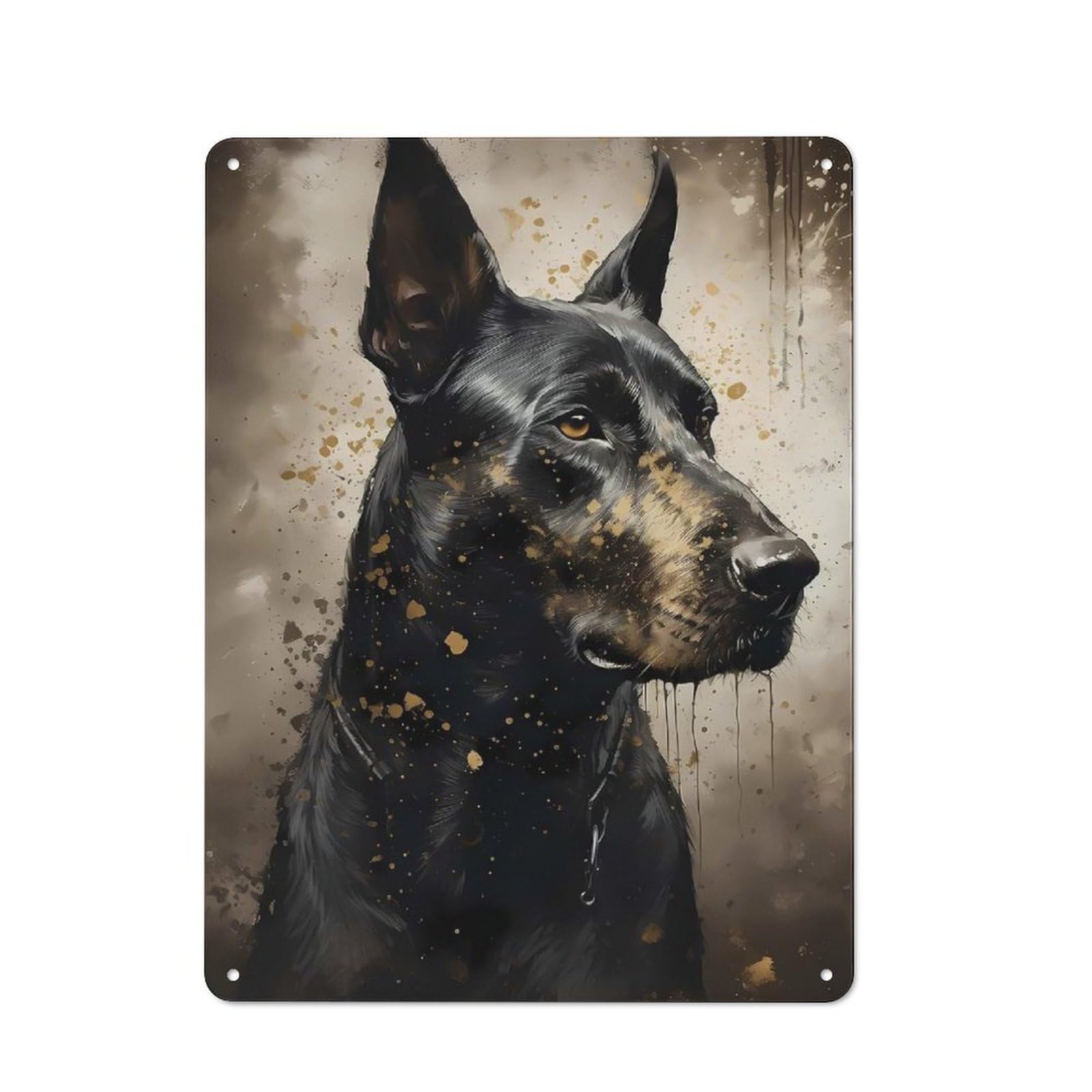 Junmoney Doberman Pinscher Dog Metal Sign 40X30cm With For Home Bar Wall, Vintage Decor, Wall Decoration For Home Bars And Entertaining Spaces